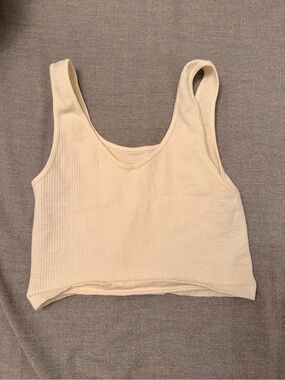 Aeropostale Cream Waffle Knit Crop Tank